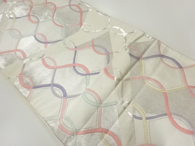 リサイクル　変わり網目模様織出し袋帯